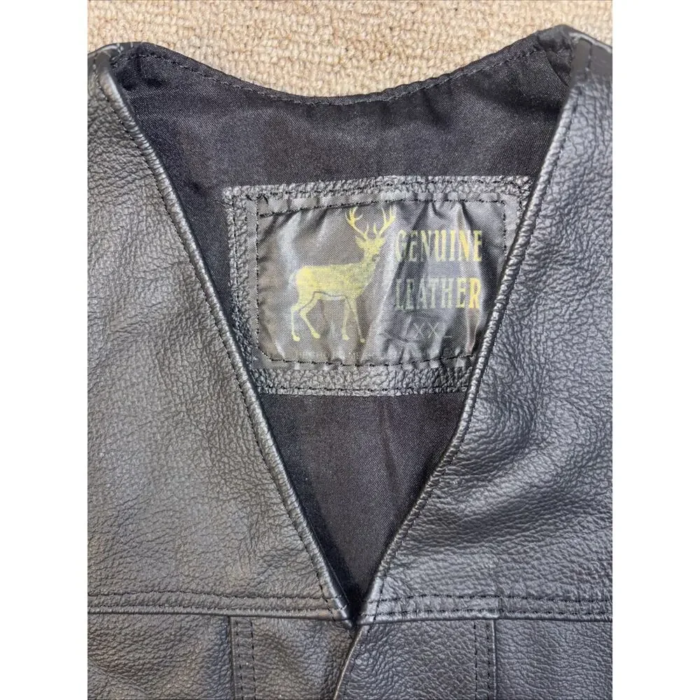 Leather Vest Western Youth Black Genuine XXL 14x17